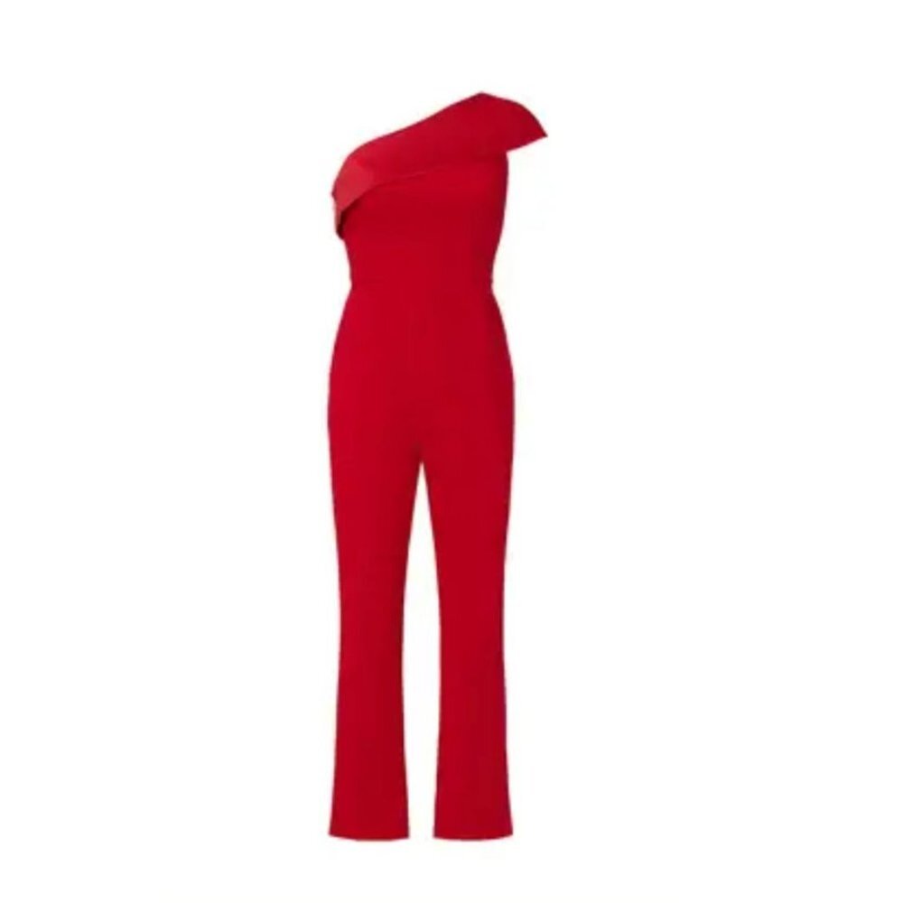 Adrianna Papell One Shoulder Jumpsuit Red 14 - Picture 7 of 17